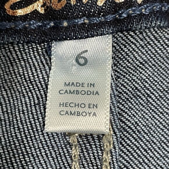 Seven7 Fashion Jeans Size 6 Blue Dark Wash Denim Stretch Straight Crop Raw Hem - Picture 10 of 11